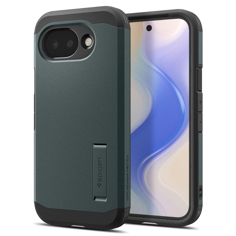Google Pixel 10a Spigen Tough Armor Hybrid Case with Kickstand - MagSafe Compatible - Green