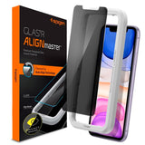 iPhone 11 Spigen Alignmaster Glas.tR Screen Protection - Privacy - Case Friendly - Transparent