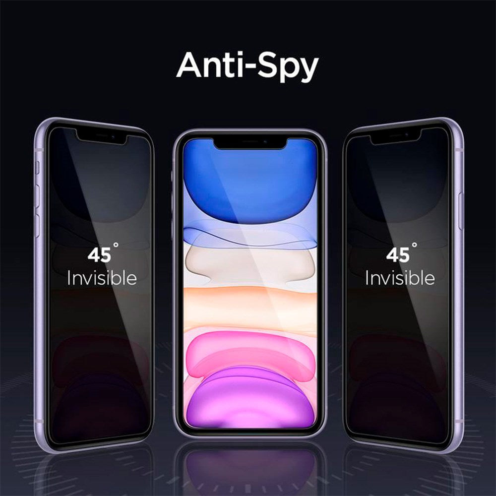 iPhone 11 Spigen Alignmaster Glas.tR Screen Protection - Privacy - Case Friendly - Transparent