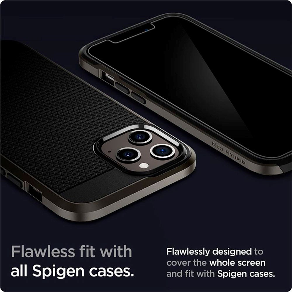 iPhone 12 Pro Max Spigen EZ Fit Glas.tR Screen Protection 2. Pcs - Case Friendly - Transparent