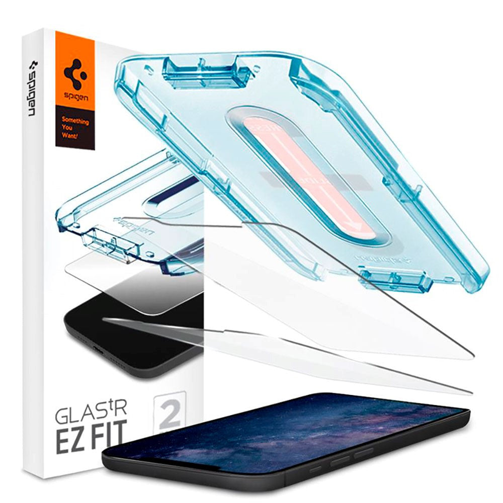 iPhone 12 Mini Spigen EZ Fit Glas.tR Screen Protection 2. Pcs - Case Friendly - Transparent