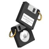 Airtag Floppy Disk Silicone Case w. Key Ring - Black