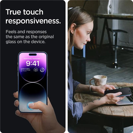 iPhone 14 Pro Spigen Privacy EZ Fit Glass Screen Protector - 2 pcs - Privacy Function - Transparent