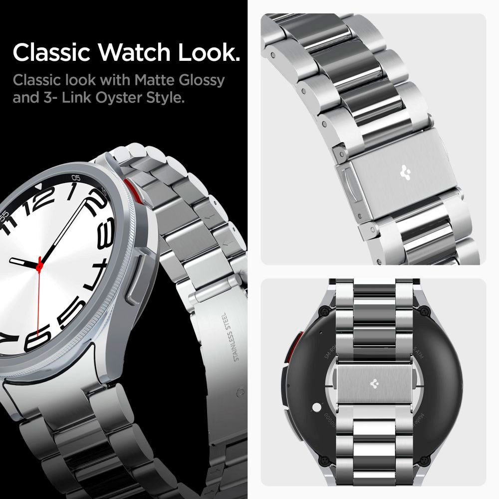 Spigen Samsung Galaxy Watch 6 Classic (47mm) Modern Fit Band - Stainless Steel Strap incl. Link Remover - Silver