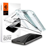 iPhone 15 Pro Max Spigen EZ Fit Glas.tR Screen Protection 2. Pcs - Case Friendly - Black Edge