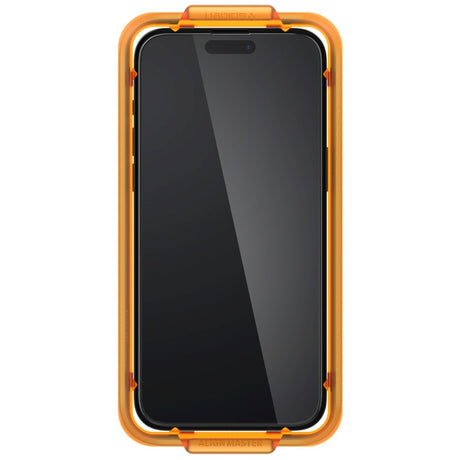 iPhone 15 Pro Spigen Glass tR AlignMaster Screen Protector Glass - 2 pcs - Transparent / Black Edge