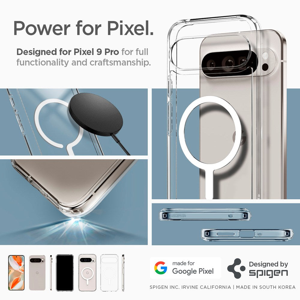 Google Pixel 9 / 9 Pro Spigen Ultra Hybrid Case - MagSafe Compatible - Transparent / White