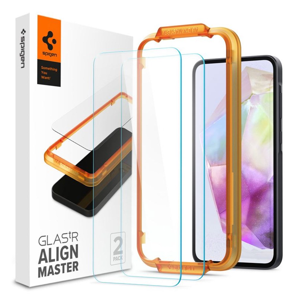 Samsung Galaxy A35 (5G) Spigen AlignMaster Glass tR Screen Protection - 2 pcs - Case Friendly - Transparent