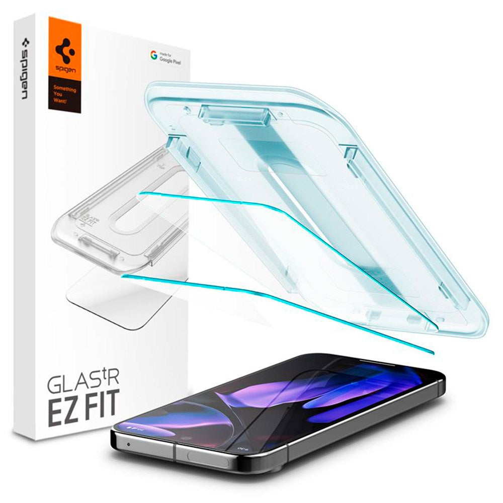 Google Pixel 9 Pro XL Spigen EZ Fit Glas.tR Screen Protection 2. Pcs - Case Friendly - Transparent