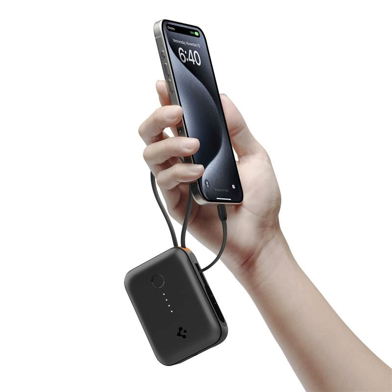 Spigen Essential 10,000mAh Powerbank with Built-in USB-C Cable & 30W - Black