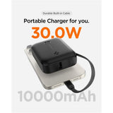 Spigen Essential 10,000mAh Powerbank with Built-in USB-C Cable & 30W - Black