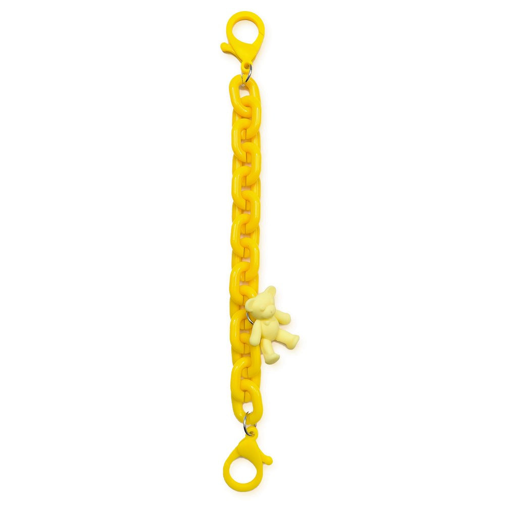 Smartphone / AirTag Chain with Teddy Bear & Carabiner - Yellow