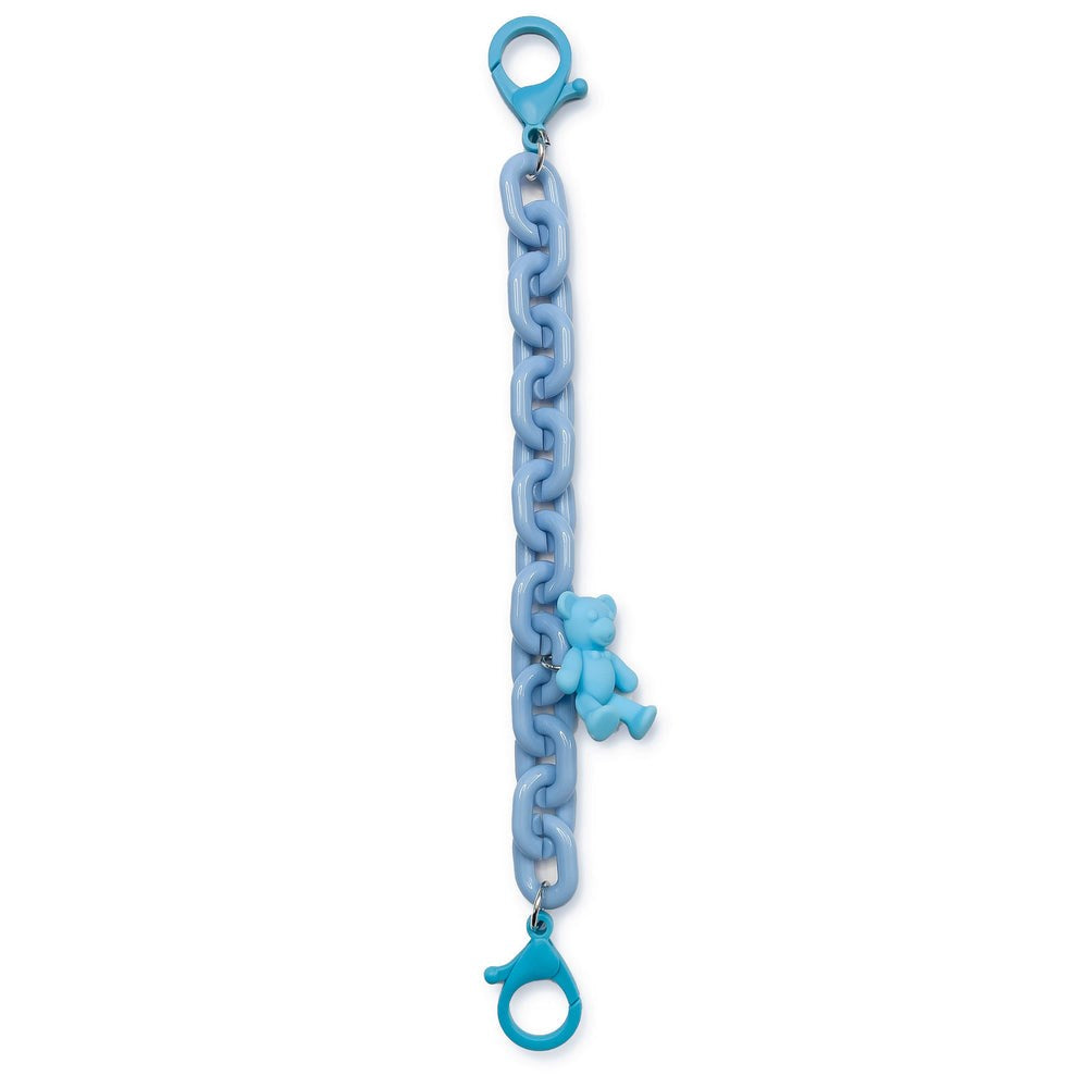 Smartphone / AirTag Chain with Teddy Bear & Carabiner - Light Blue