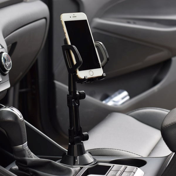 Mobile Holder from Hurtel for Cup Holder with Adjustment Options - Max Mobile: 50 x 105mm - Black