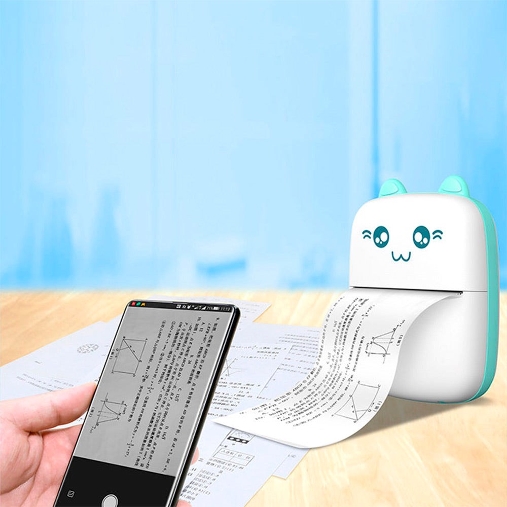 Hurtel HURC9 Mini Cat Thermal Printer - White / Blue