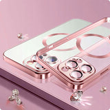 iPhone 15 Tech-Protect MagShine Case - MagSafe Compatible - Transparent / Gold