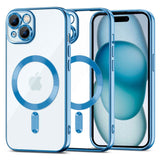 iPhone 15 Tech-Protect MagShine Case - MagSafe Compatible - Transparent / Dark blue