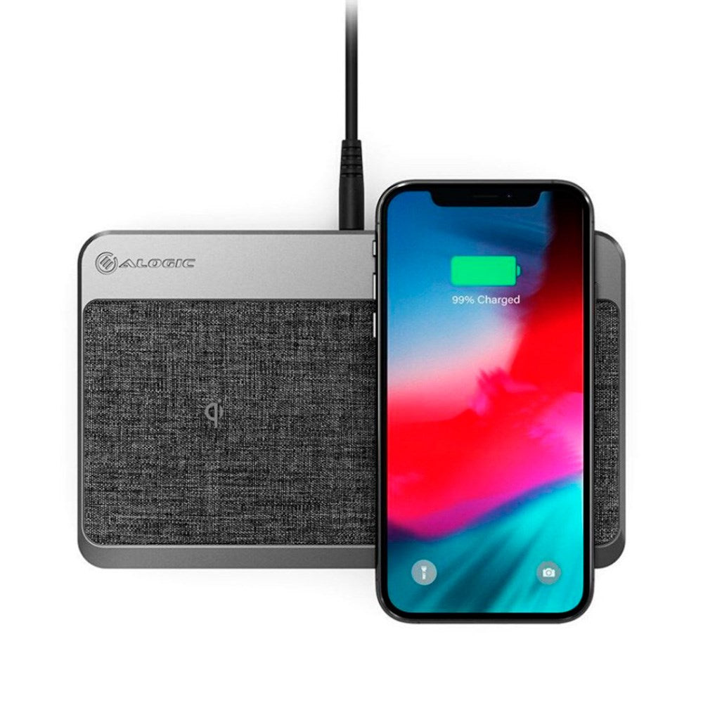 ALOGIC Power Hub Charging Station - 2 x Wireless Charging Pad / 1 x USB-C & 1 x USB-A - Gray