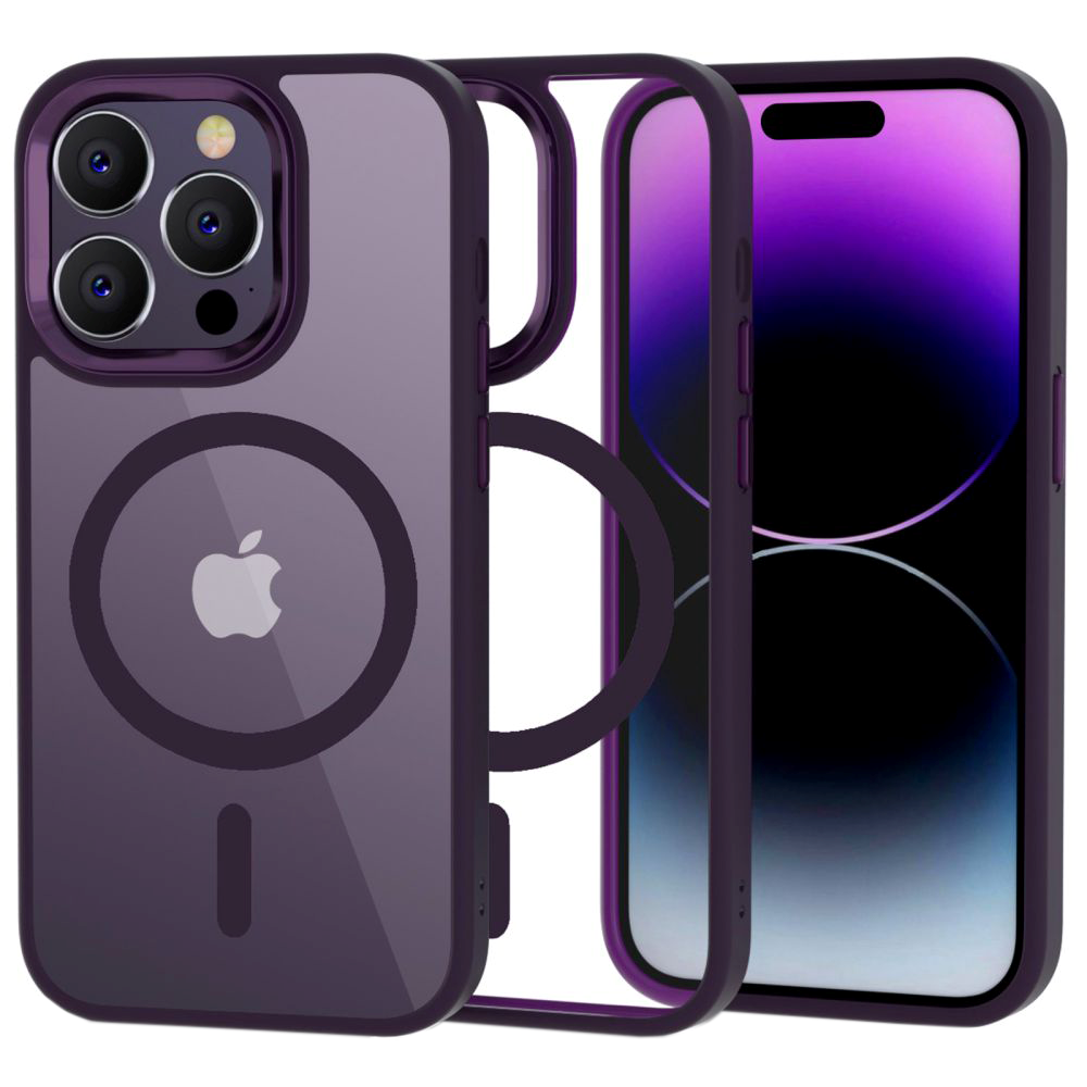 iPhone 14 Pro Max Tech-Protect Magmat Case - MagSafe Compatible - Transparent / Purple