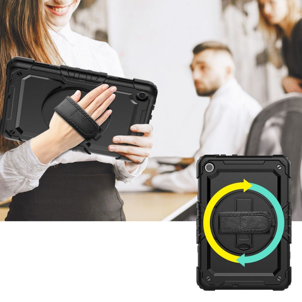 LENOVO TAB M10 10.1 3RD GEN TECH-PROTECT SOLID360 (TB328) w. Protective Film, Hand Holder & Shoulder Strap - Black