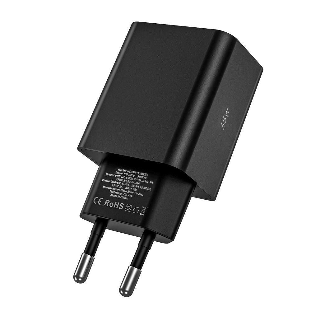 Tech-Protect Network 35W Wall Charger w. 2 x USB-C - Black