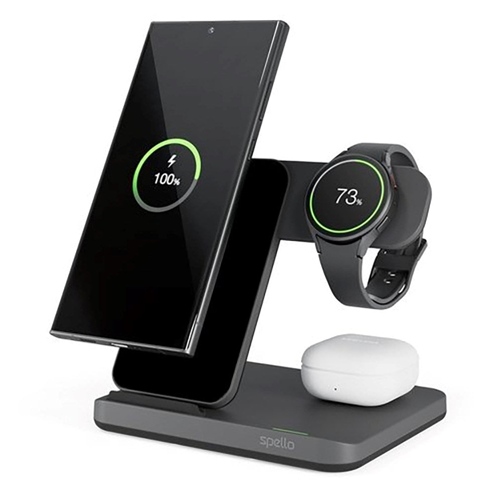 Spello 3-in-1 Wireless Charger Stand 15W - Black