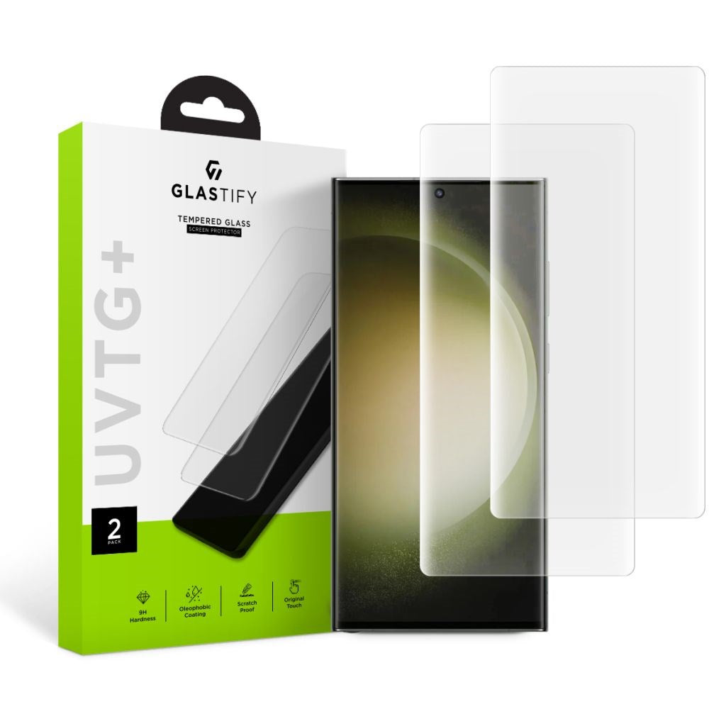 GLASTIFY Samsung Galaxy S23 Ultra Screen Protector 2 Pack - Case Friendly - Transparent