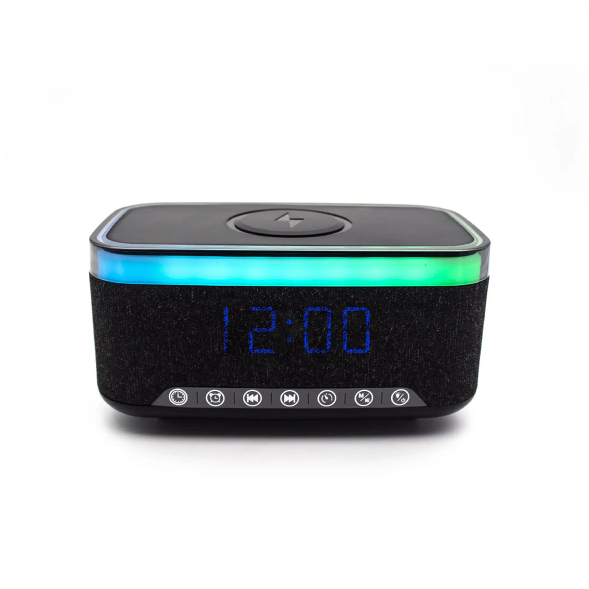 Denver ECQ-112B Alarm Clock with Bluetooth Speaker & Wireless Charging - Black