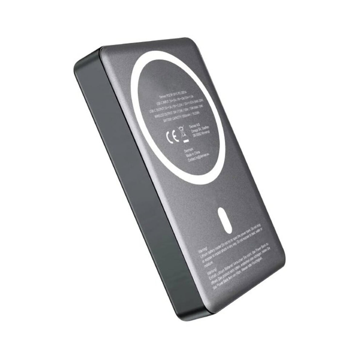 Denver PQCW-10015 Magnetic Wireless PowerBank - 15W / 10.000 mAh - MagSafe Compatible - Grey