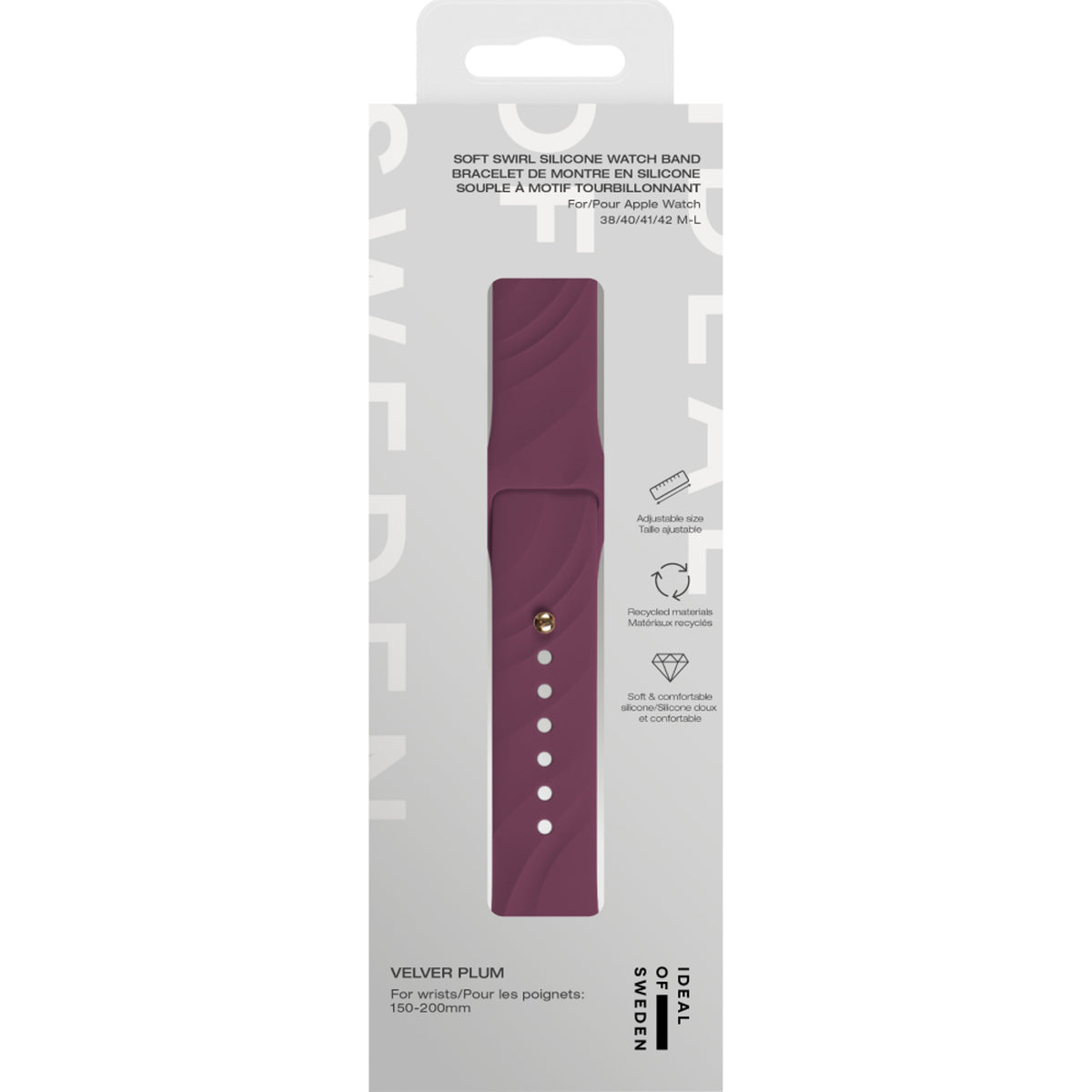 Apple Watch (38/40/SE/41/42mm) iDeal of Sweden Soft Swirl Silicone Watch Strap - Size M/L - Velvet Plum