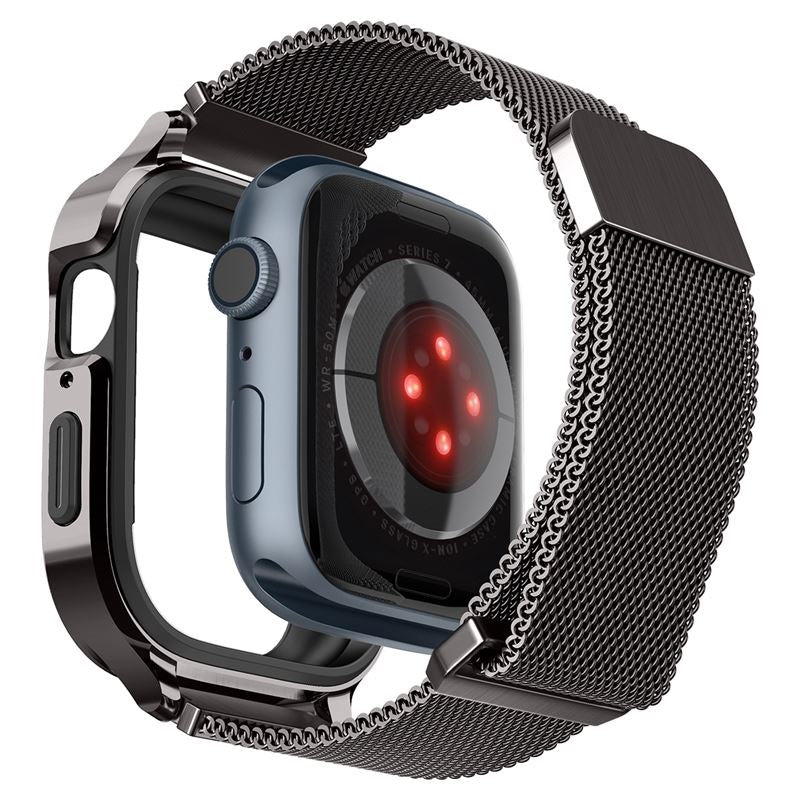 Apple Watch (44/45) Spigen Metal Fit Pro - Aluminum Case and Stainless Steel Watch Band - Black