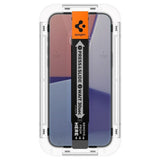 iPhone 16 Plus Spigen EZ Fit Glas.tR Screen Protection 2. Pcs - Privacy Filter - Case Friendly - Transparent