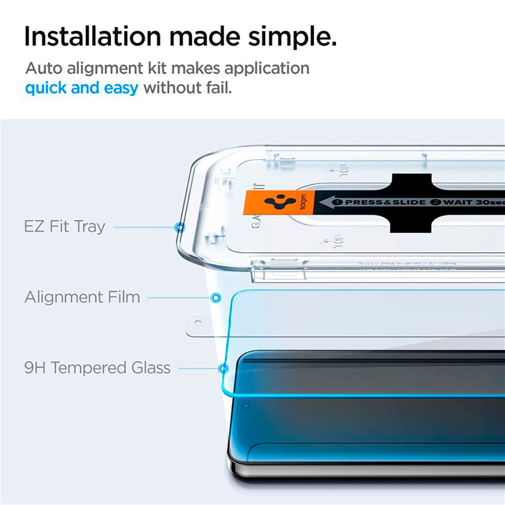 Samsung Galaxy S24 Spigen EZ Fit Glas.tR Screen Protection 2. Pcs - Case Friendly - Transparent