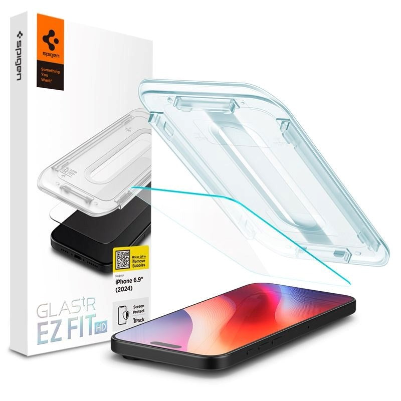 iPhone 16 Pro Max Spigen EZ Fit Glas.tR Screen Protection - Case Friendly - Transparent