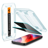 iPhone 16 Pro Spigen EZ Fit Glas.tR Screen Protection 2. Pcs - Privacy Filter - Case Friendly - Transparent