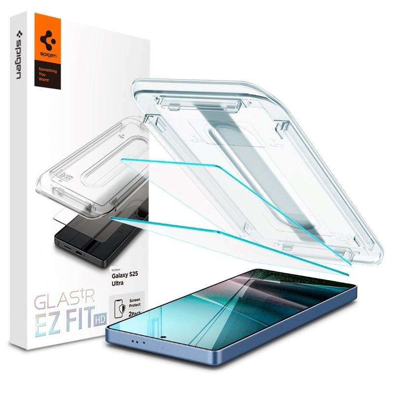 Samsung Galaxy S25 Ultra Spigen EZ Fit Glas.tR Screen Protection 2 Pcs. - Case Friendly - Transparent