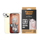 iPhone 15 Plus PanzerGlass 2-i-1 Bundle w. EasyAligner - Screen Protector (UWF) / Camera Protection - Transparent / Black