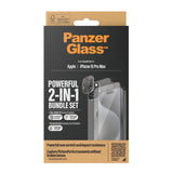 iPhone 15 Pro Max PanzerGlass 2-i-1 Bundle w. EasyAligner - Screen Protector (UWF) / Camera Protection - Transparent / Black