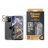 iPhone 15 Pro Max PanzerGlass 3-i-1 Bundle m. EasyAligner - Screen Protector (UWF) / Case / Camera Protection - Transparent / Black