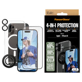 iPhone 16 PanzerGlass 4-i-1 Bundle m. EasyAligner - Screen Protector (UWF) / Case / Camera Protection / Finger Ring - Transparent / Black