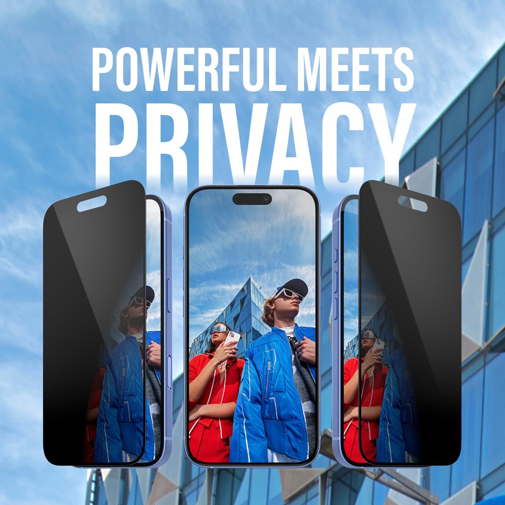 iPhone 16 Pro PanzerGlass 3-i-1 Bundle m. EasyAligner - Privacy Screen Protector (UWF) / Case / Camera Protection - Transparent / Black