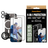 iPhone 16 Pro Max PanzerGlass 4-i-1 Bundle m. EasyAligner - Screen Protector (UWF) / Case / Camera Protection / Finger Ring - Transparent / Black