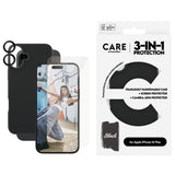 CARE By PanzerGlass iPhone 16 Plus 3-i-1 FASHION Bundle - Screen Protector (UWF) / Case / Camera Protection - Transparent / Black