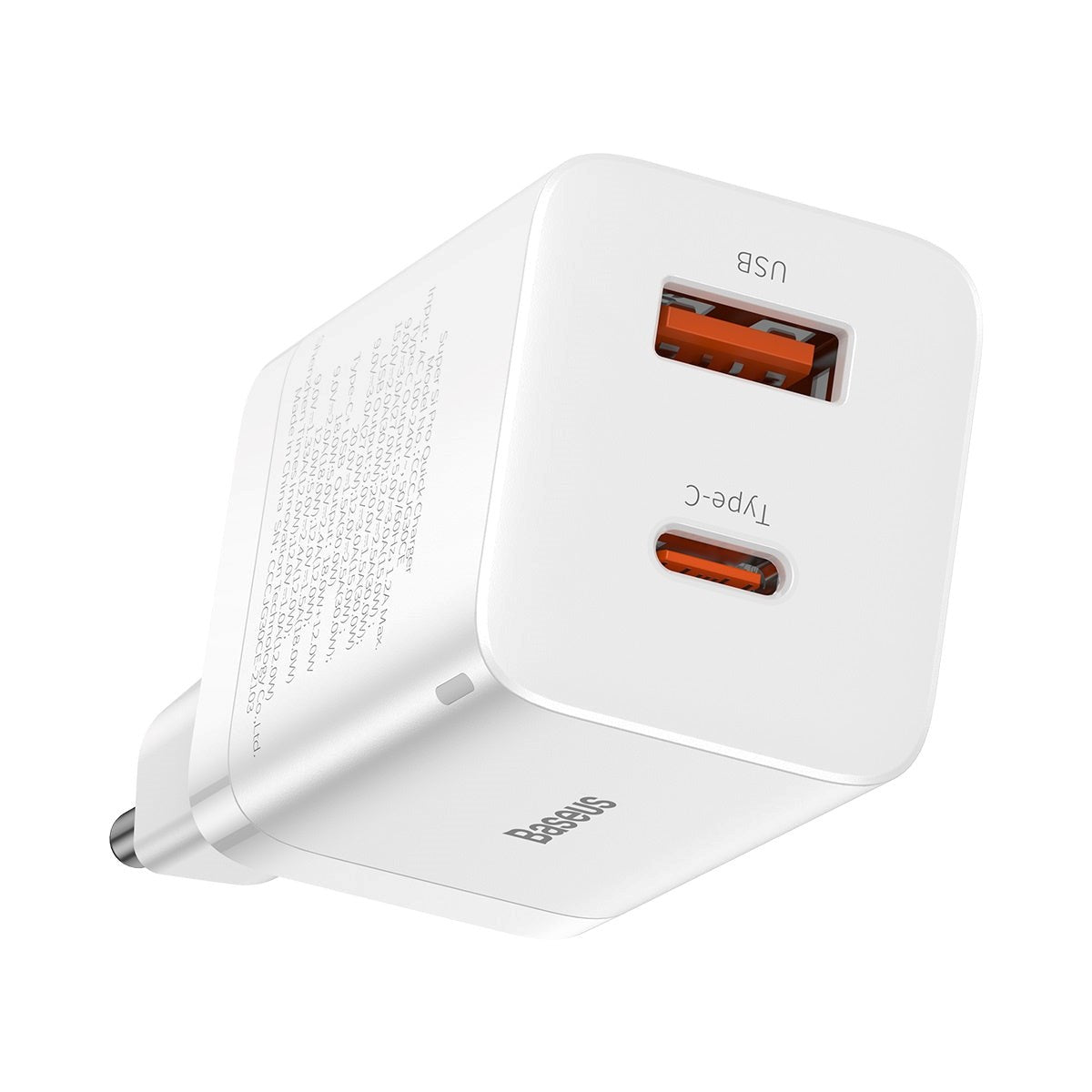 Baseus 30W Super Si Pro Wall Charger USB-C & USB-A - White