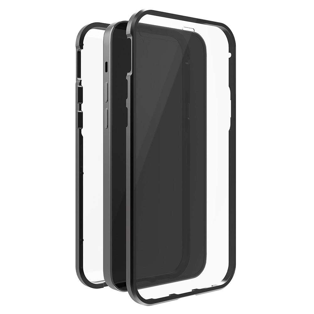 iPhone 14 Plus Black Rock 360° Glass Magnetic Case w. Glass Front & Back - Black