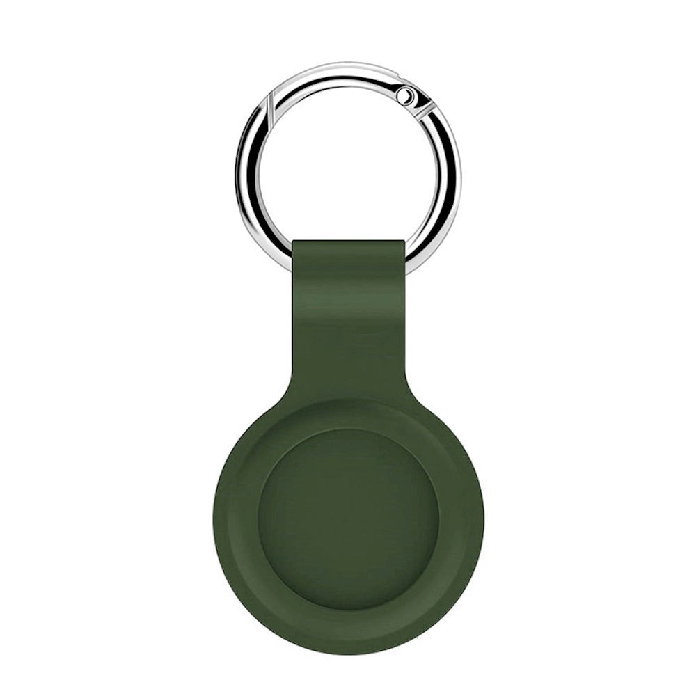 AirTag Silicone Case w. Round carabiner - Green