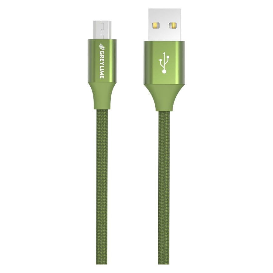 GreyLime Braided USB-A to Micro USB Cable 1 m - Green