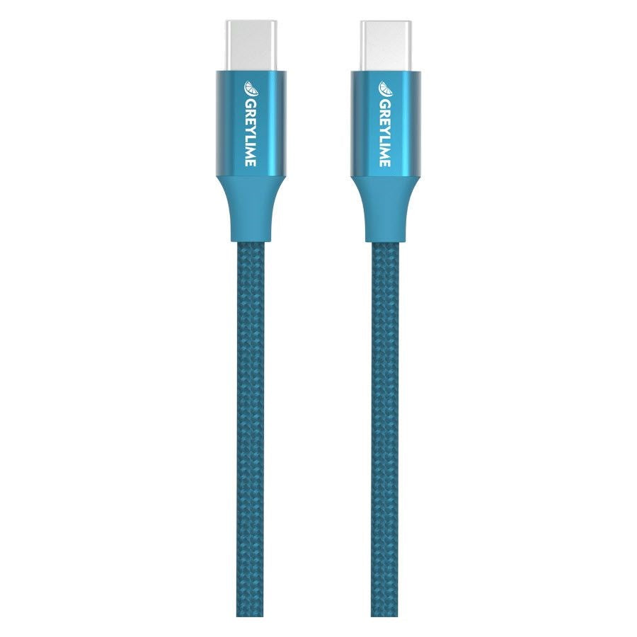 GreyLime 60W Braided USB-C to USB-C Cable 1 m - Blue