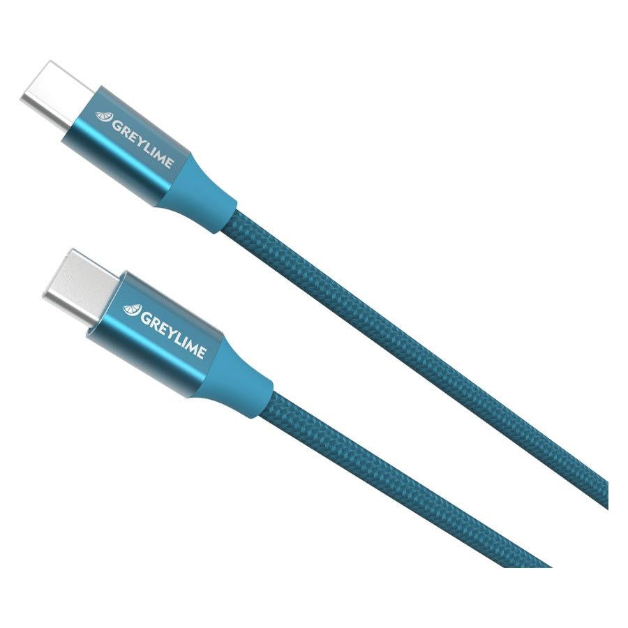 GreyLime 60W Braided USB-C to USB-C Cable 2 m - Blue