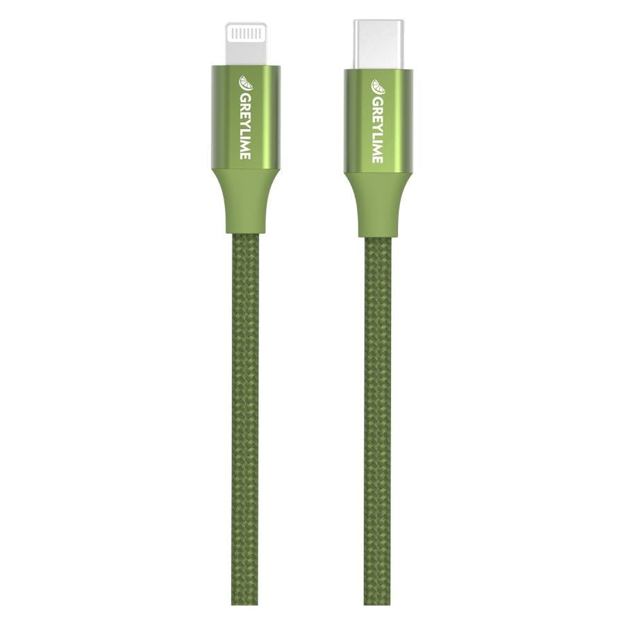 GreyLime 18W Braided USB-C to Lightning Cable 1 m - Green